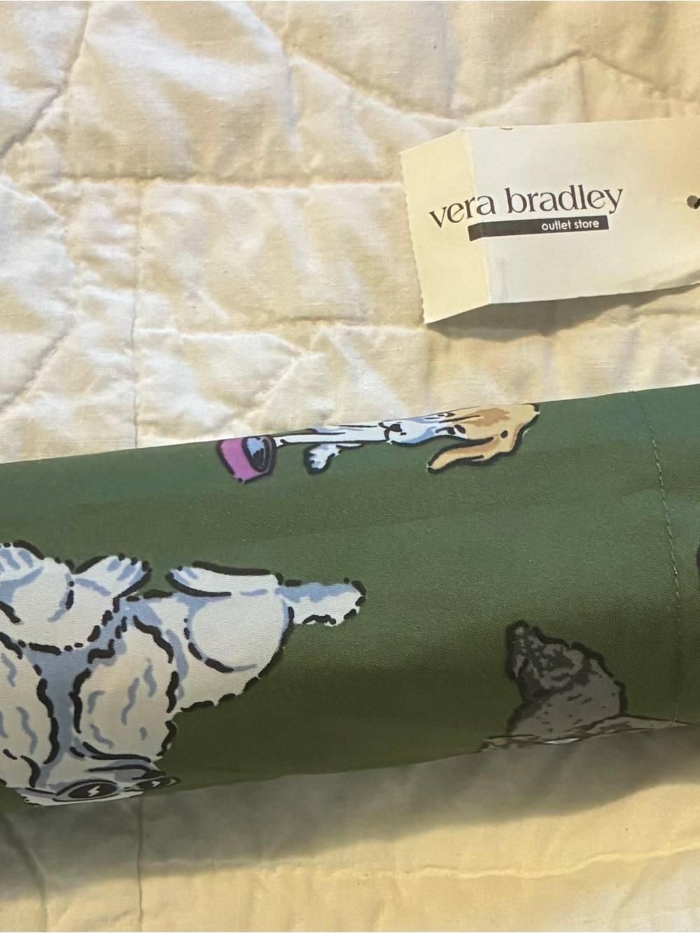 Vera Bradley Green Dog Pattern Compact Umbrella